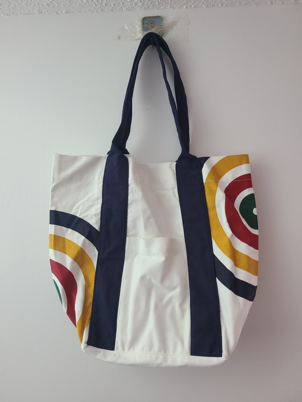 Hudson's Bay Company Stripes White Canvas Tote Bag